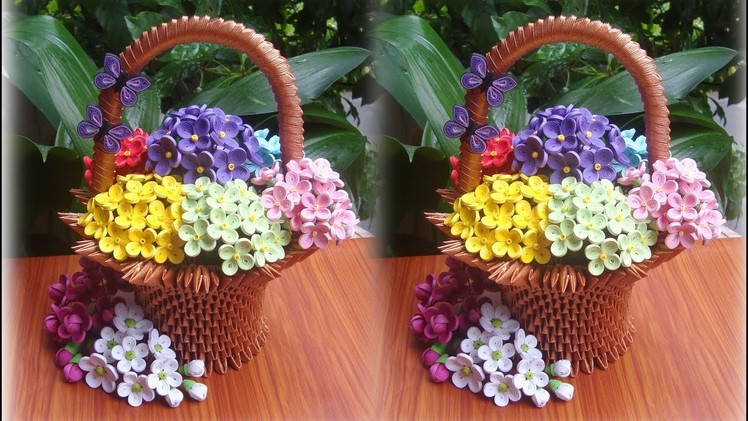 How To Make 3D Origami Flower Basket | DIY Paper Flower Basket
