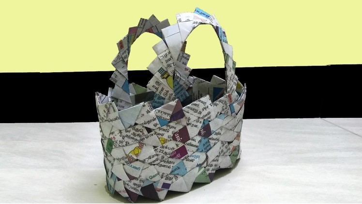 How to make a basket using Newspaper| Unique Design | All type videyos