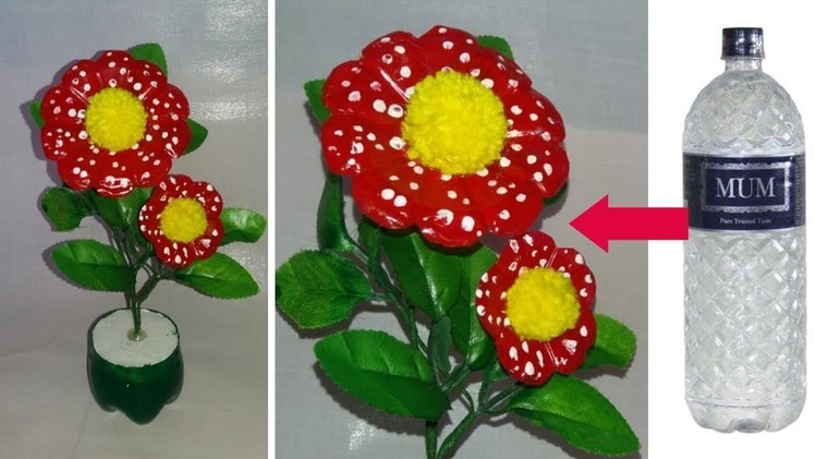 How to make a flower using plastic bottle || plastic bottle flower vase \\dustu pakhe