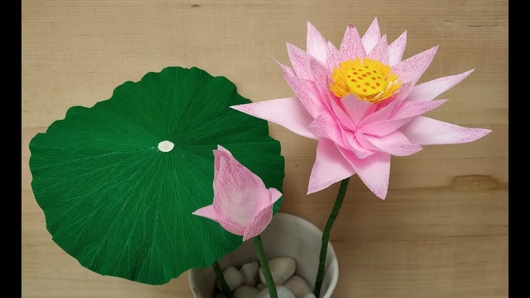 How to make Crepe Paper Flowers Lotus. Nelumbo nucifera (flower # 280)