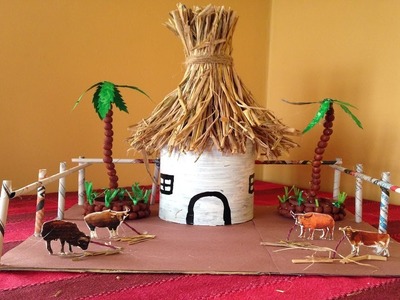 How to make village hut model for competition | exhibition | school project using waste materials