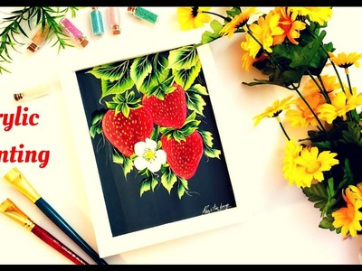 How to Paint Strawberries ???? Acrylic Painting | One Stroke Strawberry ???? | Quick and Easy Paintings