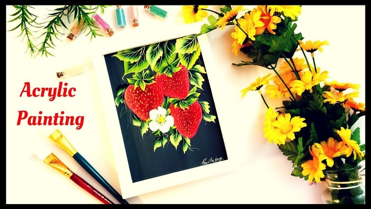 How to Paint Strawberries ???? Acrylic Painting | One Stroke Strawberry ???? | Quick and Easy Paintings