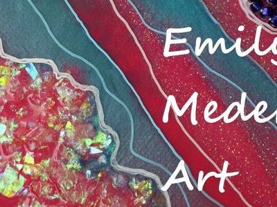 Mixed Media Resin Geode Painting Demo! DIY Resin Art. Fuchsia, Blue, and Glitter!