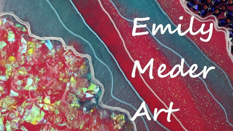 Mixed Media Resin Geode Painting Demo! DIY Resin Art. Fuchsia, Blue, and Glitter!