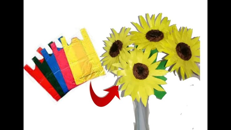 Unique DIY Idea with plastic carry bags | DIY sunflowers | Best out of waste