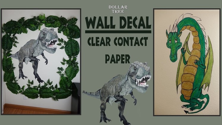 Wall Decal Dinosaur. Dinosaur Backdrop DIY. Dollar Tree DIY. Contact Paper Wall Decal
