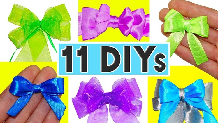 ???? 11 DIY ribbon Bow | How to make Bow | Simple way to make Bow | 11 CUTE CRAFTS WITH RIBBONS ????
