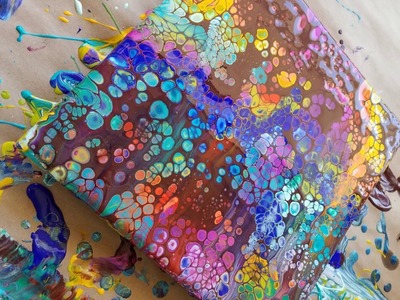 Acrylic Pouring - Paper towel swipe Inspired by Boulder Opals!