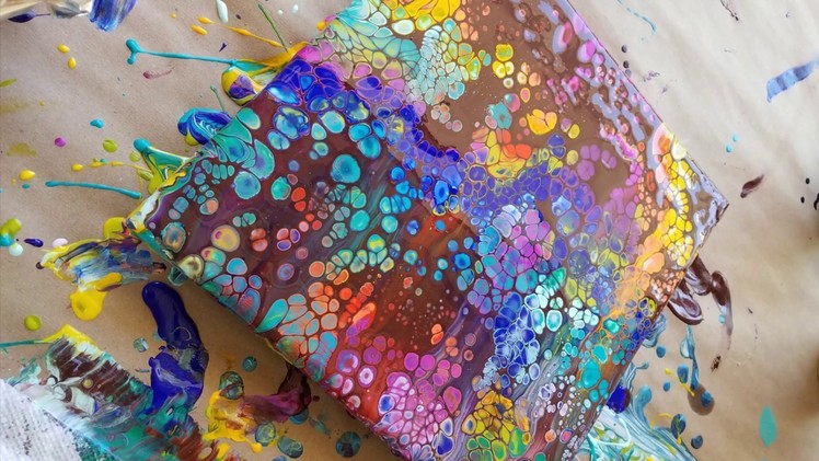 Acrylic Pouring - Paper towel swipe Inspired by Boulder Opals!