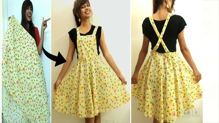 Convert Left Over Fabric into Skirt Dungaree | Diy over all and dungaree dress from old clothes
