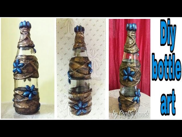DIY bottle decoration idea || a very simple way to decorate a bottle with waste materials