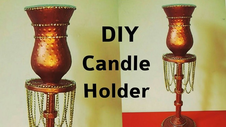 DIY Candle Holder || DIY Room Decor || Newspaper and Plastic Bottle Craft ||