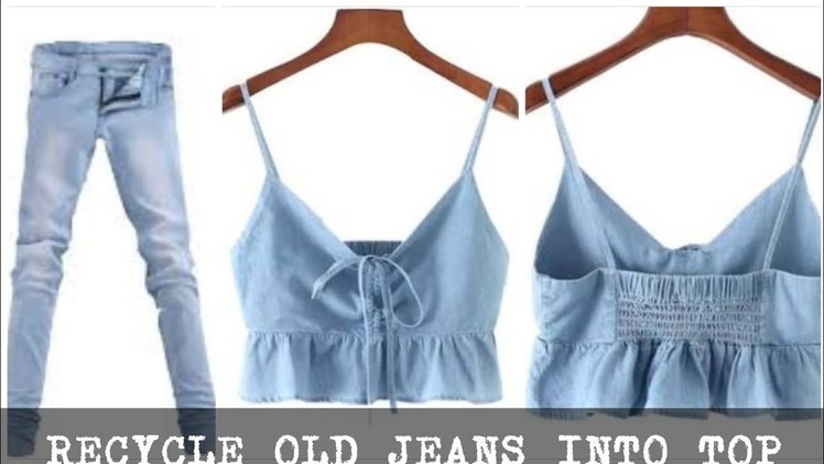 DIY:Convert ,Reuse ,Old mens jeans Into Ruffle backless crop top 
hindi