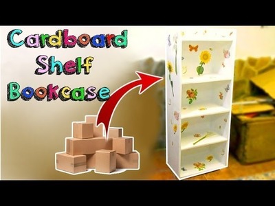 DIY CRAFTS AMAZING SHELF BOOKCASE WITH CARDBOARD BOXES RECYCLED