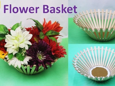 DIY  Flower basket with ice cream stick|| flower vase  || chocolates Basket for Raksha bandhan gift