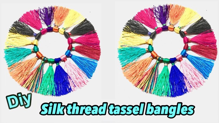 DIY handmade multi coloured silk thread tassels bangles | how to make silk thread tassel bangles