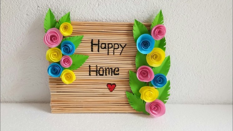 DIY happy home sign board.diy home decor.diy wall hanging.easy craft ideas.paper flowers