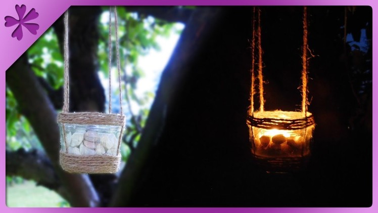 DIY How to make hanging candle holder out of jar and twine (ENG Subtitles) - Speed up #505