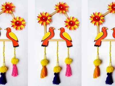 DIY: Ice Cream Stick Crafts !! DIY-Wall Hanging Ideas With Ice Cream Stick & Woolen