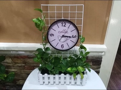 DIY Kitchen Decoration Clock Using Money Plant. Pothos