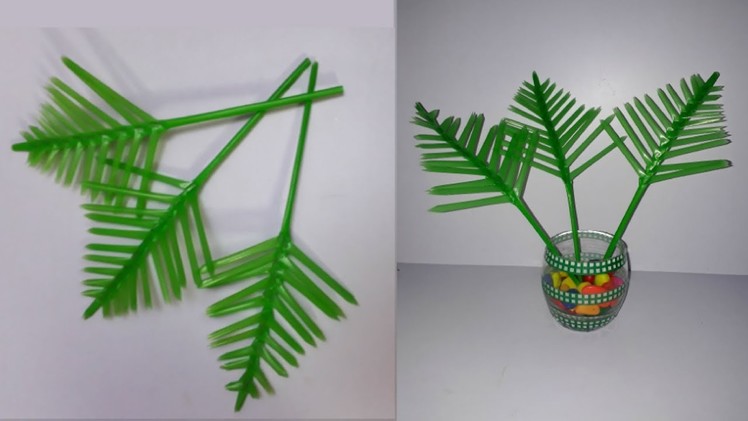 DIY Palm Tree Leaf Room Decor From Straw Pipe|DIY Home Decor idea|Strawpipe craft -Best out of waste