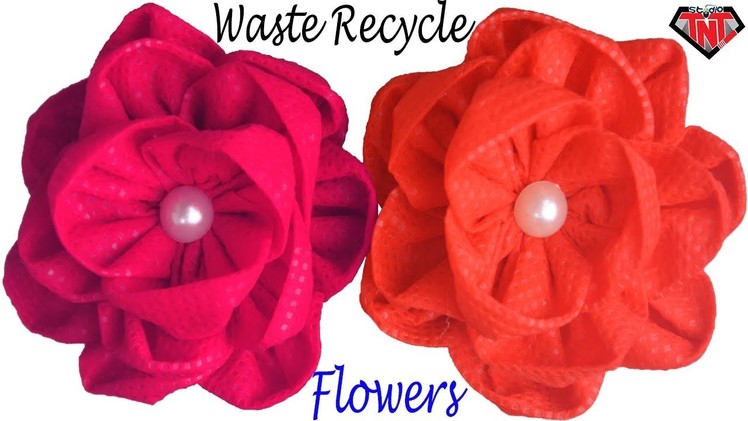 DIY Reuse Fabric Bag Flower || Making Flower Idea of Shopping Carry Bag