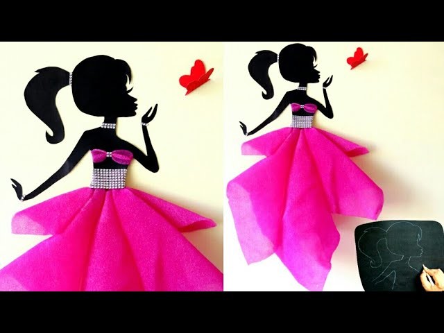 DIY Room Decor Ideas|Making Girl with butterfly - 2|Wall decor Girl with beautiful dress|Home decor