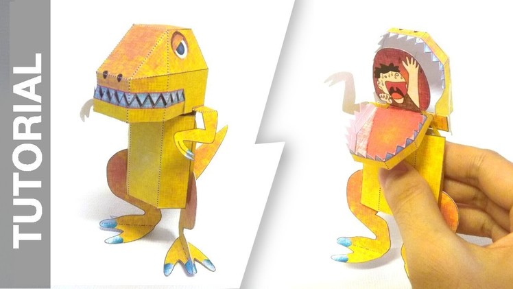 Kamikara Tyrannosaurus mechanical Paper Toy - TUTORIAL.