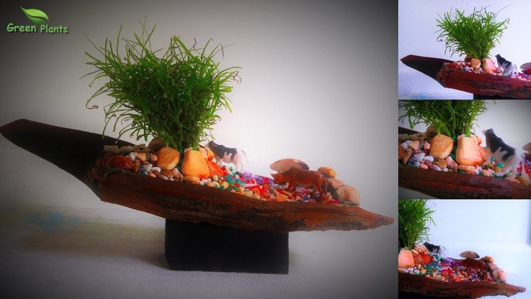 Table Top Planter Using Tree Bark | Modern Table Top Planter DIY | Planter Ideas.GREEN PLANTS