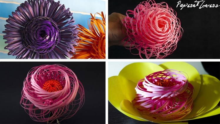 4 Fluffy Paper Flowers - DIY - Paper Craft - Home decoration
