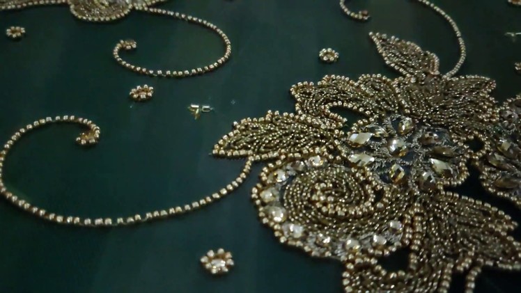 Cut bead embroidery work in slow motion