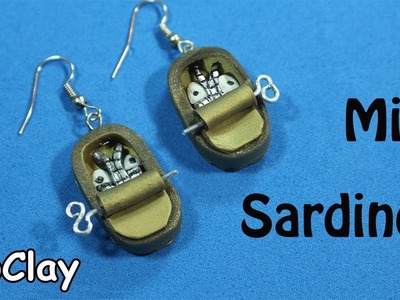 DIY canned sardines miniature - Polymer clay earrings