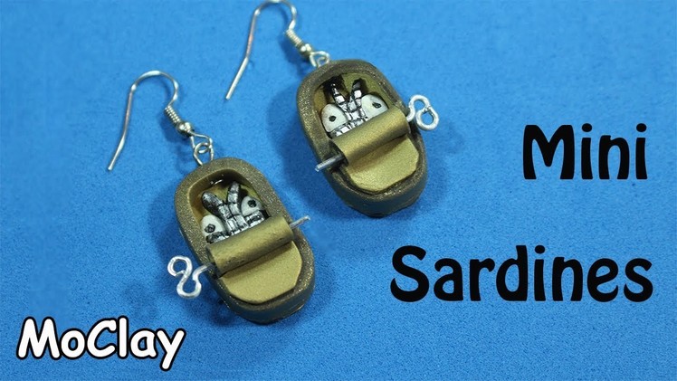 DIY canned sardines miniature - Polymer clay earrings