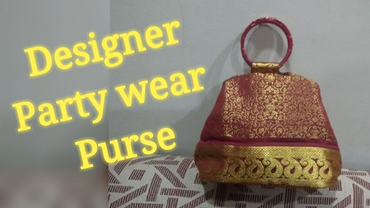 DIY Designer Partywear Purse, Indian Sari Bag, Bangle Handled Bag, Wedding Purse, Reuse Blouse Piece