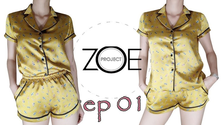 DIY sewing pajama top (notched collar) and short ep 01