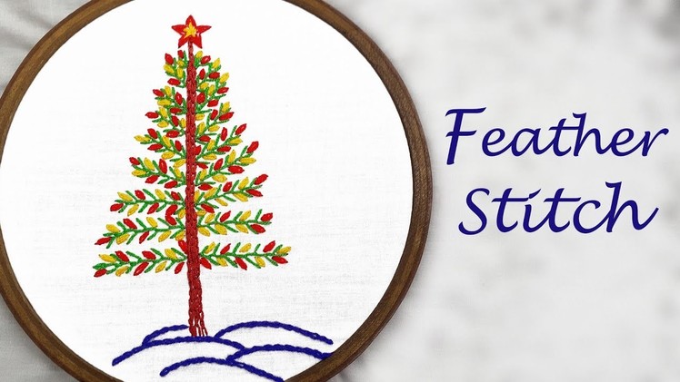 Feather Stitch Hand Embroidery (Christmas Tree)