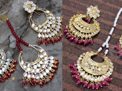 Mangtikka with matching earrings design ideas.lehenga jewelry design ideas