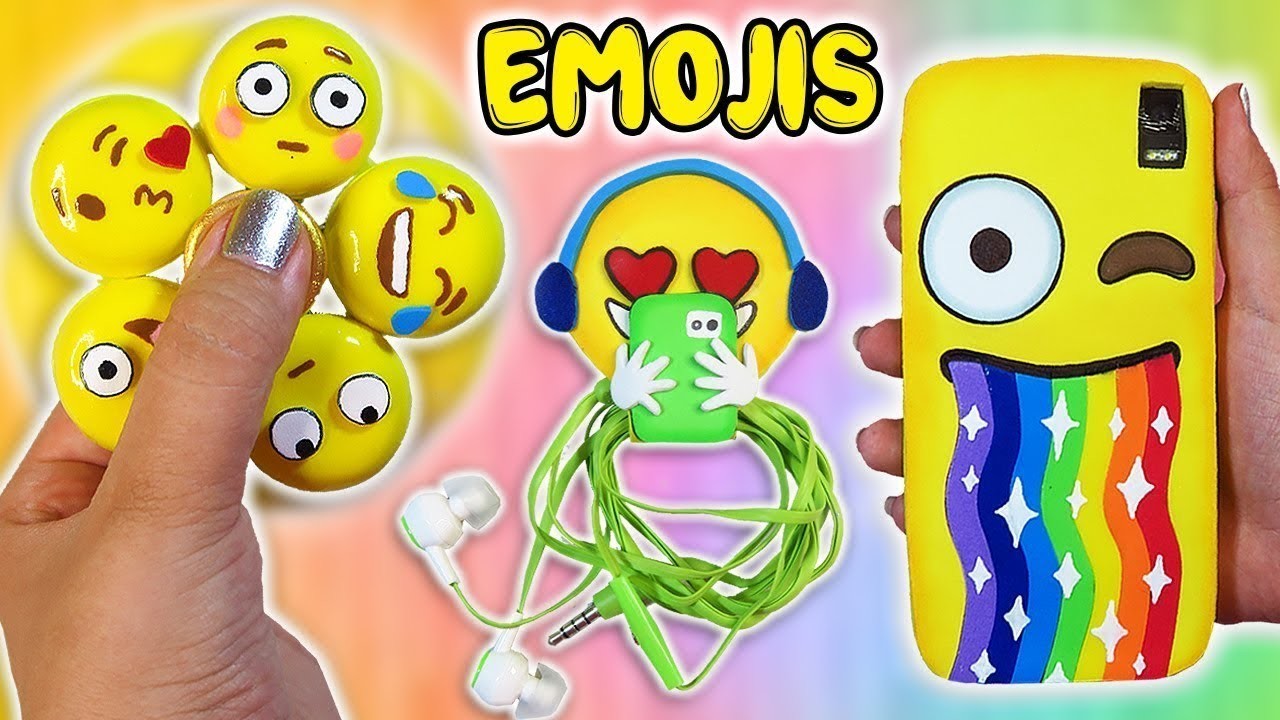3 DIY Emoji Projects You NEED To Try! Phone Case, Earphones Holder, Fidget Spinner