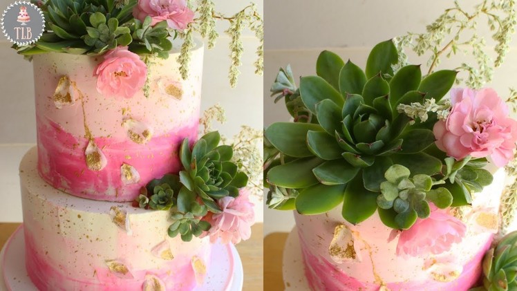 DIY Buttercream Wedding Cake With Succulents And Fresh Flowers | Collab with Wedding Cakes For You!