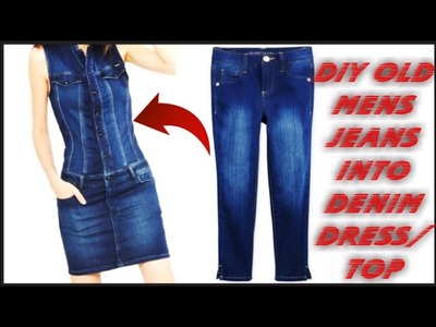 DIY : Convert.Reuse Old Men's Jeans into DENIM DRESS(HINDI)