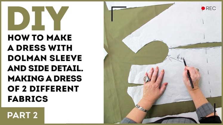 DIY: How to make a dress with dolman sleeve and side detail. Making a dress of 2 different fabrics.