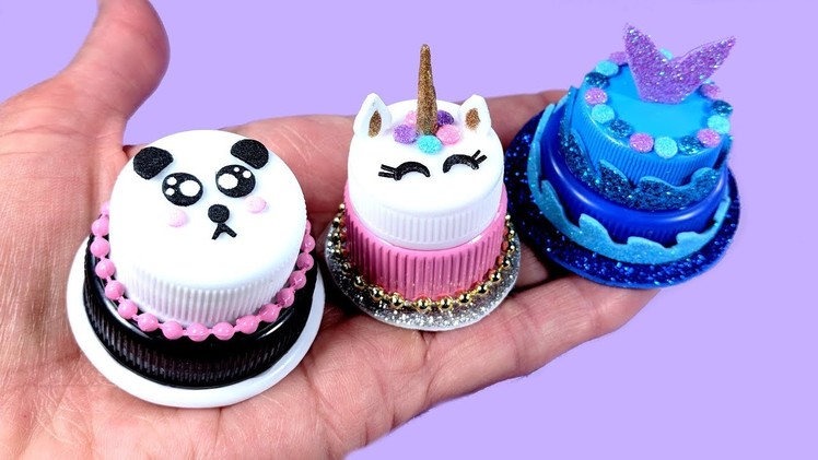 DIY Miniature Junk Food - Doll Panda, Unicorn, Mermaid Cakes