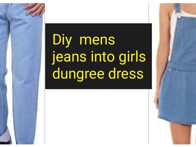 DIY Old jeans into a girls dungree, REUSE Old Jeans 
Hindi