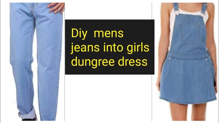 DIY Old jeans into a girls dungree, REUSE Old Jeans 
Hindi