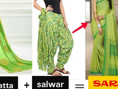 DIY: Old Salwar & Duppatta into saree