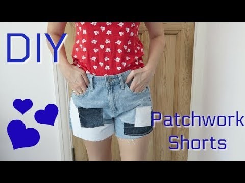 DIY patchwork denim shorts, from old jeans!