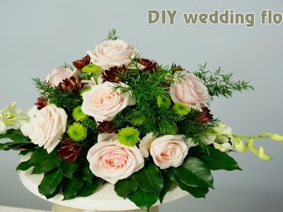 DIY wedding flower : Rose ,Green Calimero ,Orchid