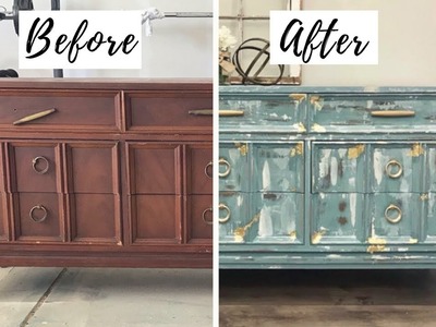 Dresser Flip | Gold Leafing DIY  | Repurposing & Painted Furniture | Before & After | Goodwill Find