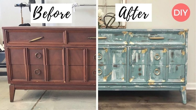 Dresser Flip | Gold Leafing DIY  | Repurposing & Painted Furniture | Before & After | Goodwill Find